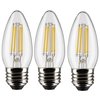 Satco 4 Watt B11 LED Lamp, Clear, Medium Base, 90 CRI, 3000K, 120 Volts, 3PK S21369